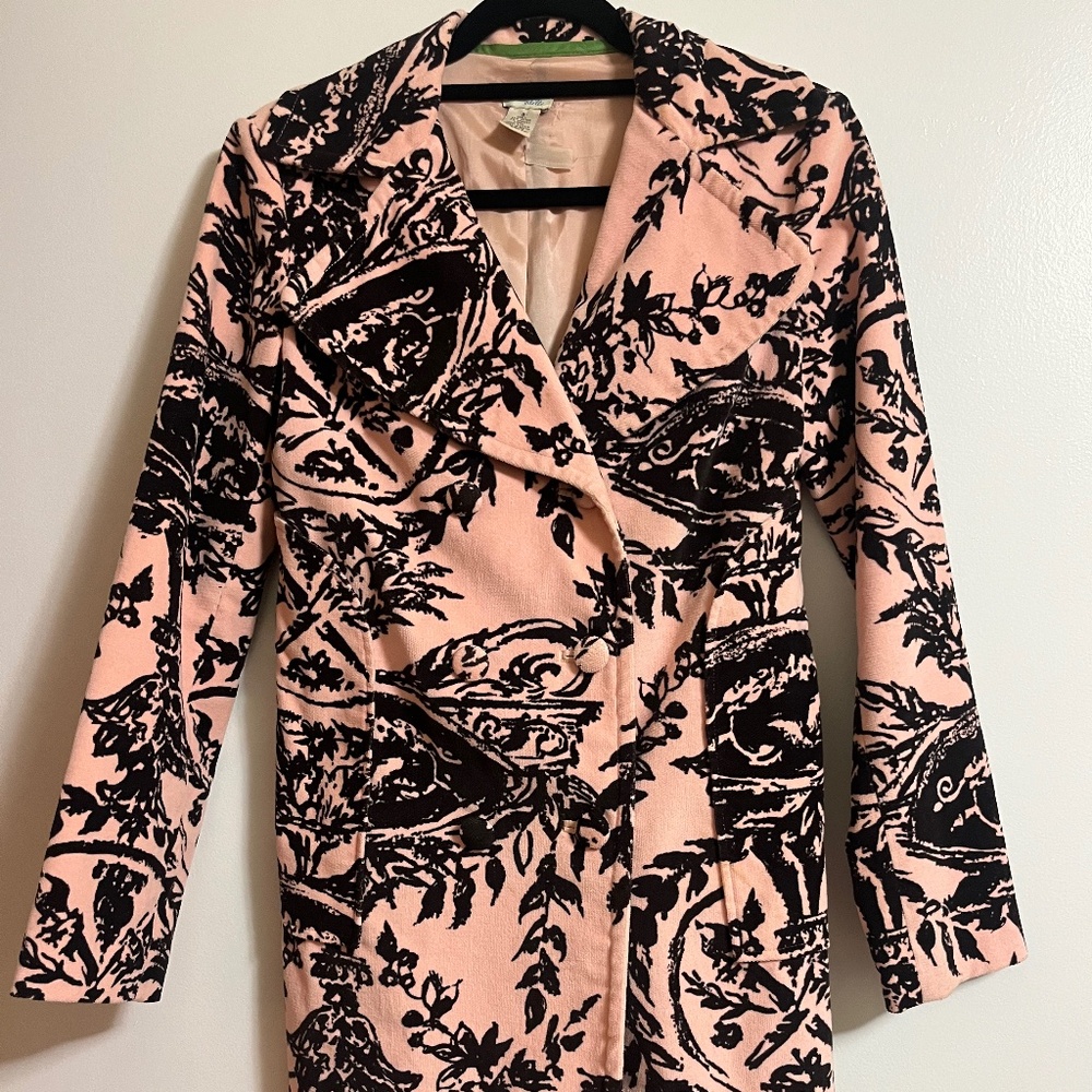 Odille velvet jacket, double breasted pink and black, size 4